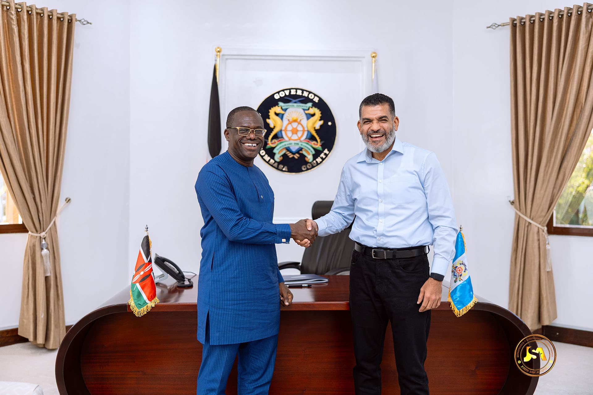 Jospong representative building a partnership through a handshake